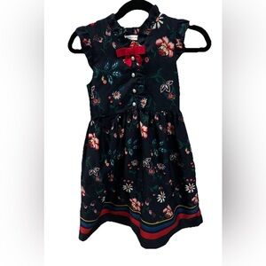 Janie and Jack Dark Blue Floral Dress with Red Accent